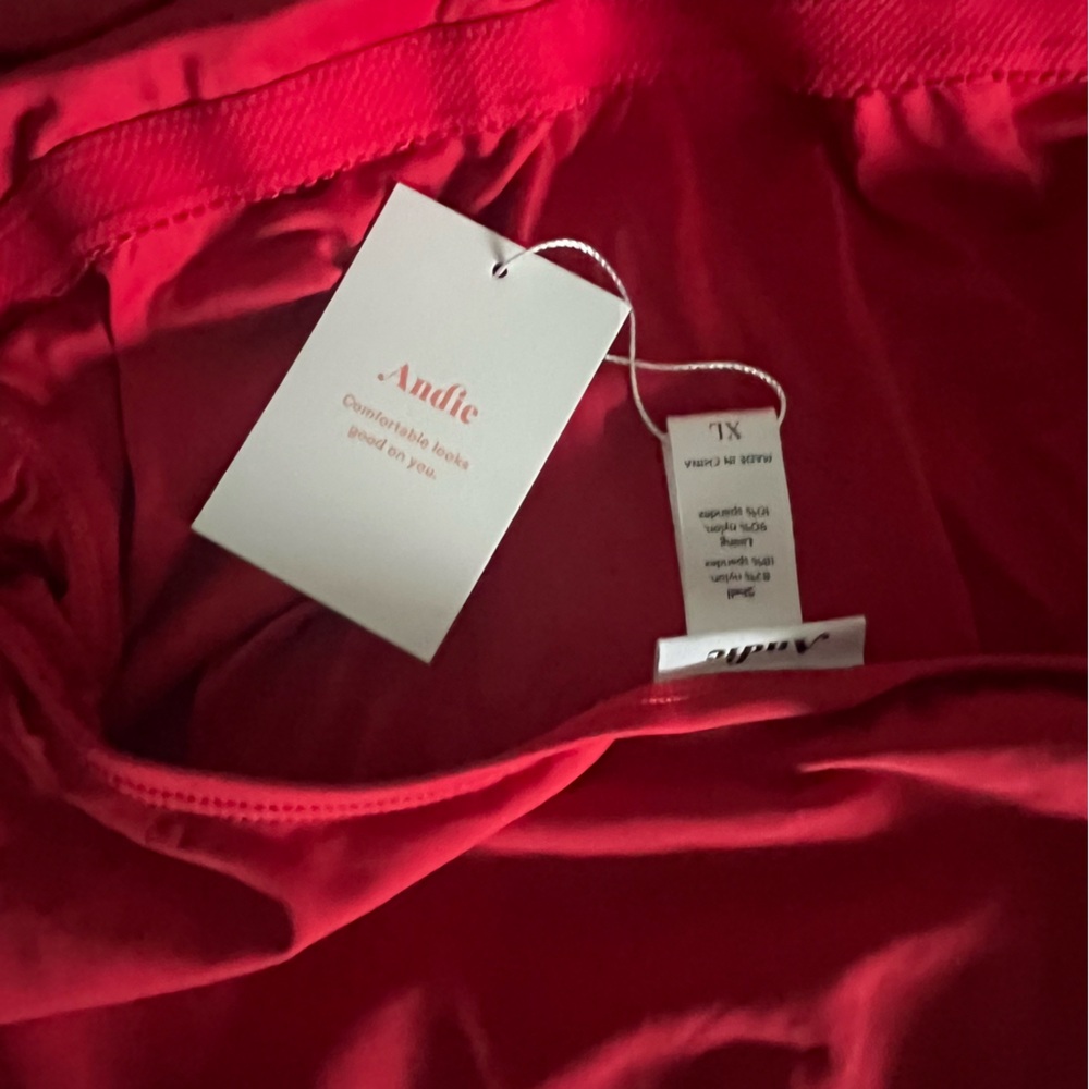 Andie Red One-Piece Swimsuit with Scoop Neckline - Picture 7 of 7